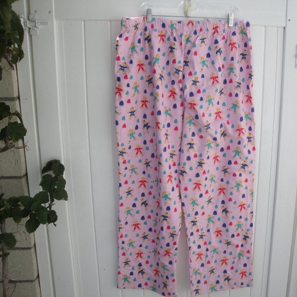 Munki Munki Bottoms Pajama Women's XXL Pink Print Gingerbread Pink Cotton - Picture 3 of 4